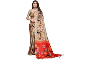 Satrani Damen-Sari aus Polyseide mit ungenähtem Blusenteil