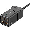 Promate Power Strip, 6-in-1 Multi-Port 75W GaNFast Power Extension with 3250W AC Socket, 3 USB-C Power Delivery Ports, Dual QC 3.0 Ports and 2m Cable for iPhone 15, Galaxy S23, PowerBrix-GaN75