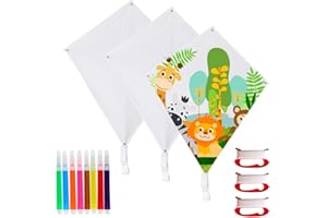 DASIAUTOEM Kit de bricolage pour enfants - Cerf-volant pour enfants - Cerf-volant - Avec 8 feutres - Pour débutants, garçons et filles - Jouet d'extérieur