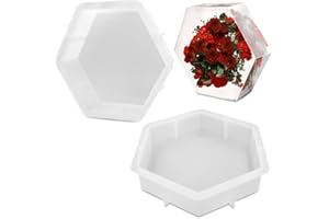 1 stampo in silicone per deflettore esagonale per libreria, lyfLux in resina epossidica dimensionale esagonale, fiori freschi, modellatura di fiori secchi, produzione fai da te (2 × 8 pollici)