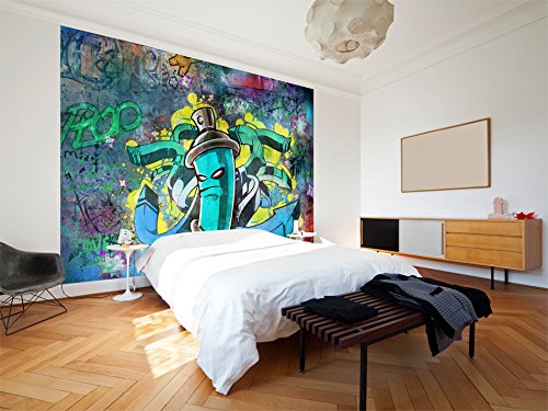 FOTOTAPETE 300×210 cm – VLIES TAPETE PREMIUM – PROFI QUALITÄT – Top moderne Wanddeko – Riesen Wandbild – Top Design Tapete – Neue exklusive Edition mit noch besser Druckauflösung – Deutsches Premium Vlies – Graffiti 10110905-2 - 2