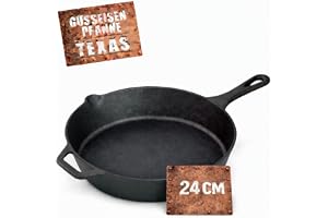 BBQBOSS Gjutjärnspanna 24 cm [2,1 liter] järnpanna – gjutjärnspanna – stekpanna – induktion – gjutpanna – för gasgrill – för