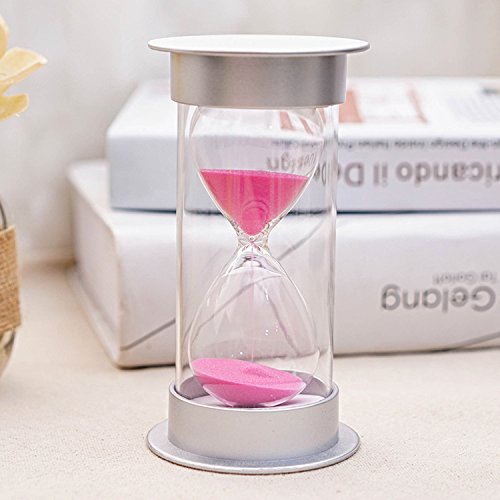 Mode Sanduhr 60 Minuten Kunststoff Glas Sand Timer Sand Uhr für Küche, Büro, Schule oder Geschenk Dekorative – Fertig mit Echt Strand silber Abdeckung + lila Sand - 4