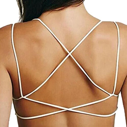 Malloom mujeres Crop Tops correa chaleco Cut Out camiseta playa Tank (blanco)