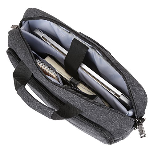 Notebooktasche 13.3, Evecase Universal Canvas Laptop Schutzhülle Aktentasche mit Zubehörfächer, Lasche für Trolleybefestigung für Notebook MacBook Ultrabook Tablet bis 13.3 Zoll – Cooper Grau - 2