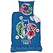 Produktbild PJ Masks Kinder Bettwäsche · HERO Catboy, Owlette, Gekko in blau, grün, rot · Wende Motiv · 2 teilig · Kissenbezug 80x80 + Bettbezug 135x200 cm · 100 % Baumwolle für Mädchen & Jungen · deutsche Größe
