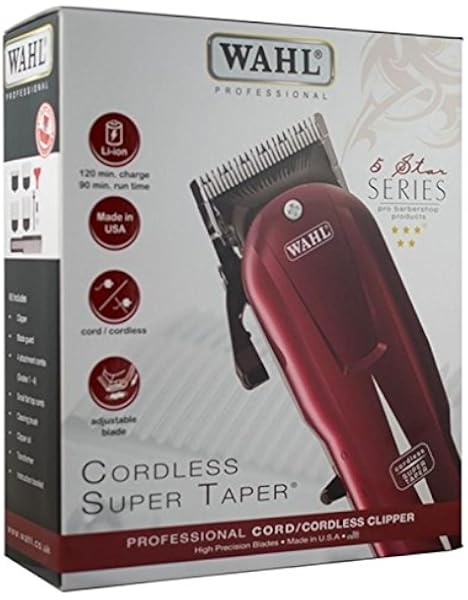wahl professional prolithium series cordless super taper hair clippers