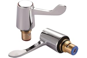 KINGBATH™ Tap Revivers Kit 1/2” Lever Head Basin Sink Taps Mixers Bidet Handles Quarter Turn Valves Cartridges (Hot/Red & Cold/Blue Indicator) Replacement(2 Pack/Pair)