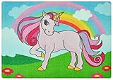 Einhorn Fußmatte für Flur, Bad, Innen- und Außen-Bereich | Rutschfeste und waschbare Fussmatten Haustür | Praktische Schmutzfangmatte | DECO-MAT – Unicorn Regenbogen 40 x 60 cm Bunt