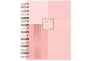 Matilda Myres 2026 Diary - A5 Day a Page - January to December - Hardback Covers - Rose Gold Wiro Binding - Year Planners - Lies Flat While Writing - Pink