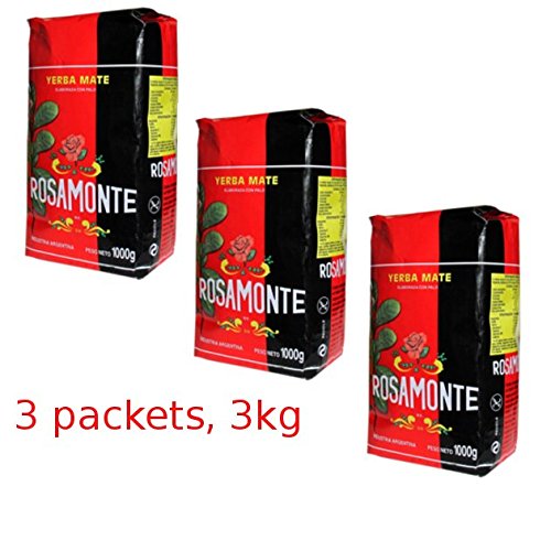 Yerba mate Rosamonte original con tallos 1kg (3x1kg)