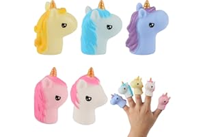 Finger Puppet Set, XiXiRan 5 Pieces Fairy Tale Finger Puppets, Mini Silica Gel Finger Puppets Educational Toy, Hand Puppets Story Props, Bath Toy Figures (Unicorn)