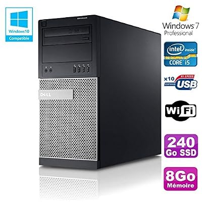 Dell PC Tour Dell Optiplex 790 Core I5 3.1Ghz 8Go Disque 240Go SSD DVD WIFI Win 7