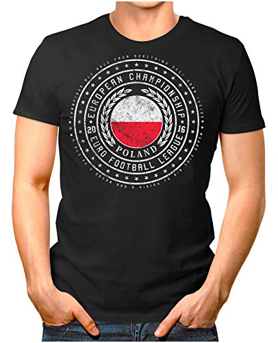 Legendary Items™ – Poland – Herren T-Shirt Polen Wappen Fußball Trikot EM WM Championship Vintage Schwarz 3XL
