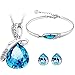 Caratcube Blue Water Drop Style Austrian Crystal Pendant Set With Earrings and Bracelet For Women (CTC - 6) RS.399.00