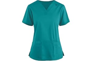 Sizoer Women's Scrub Tops V-Neck Short Sleeve Blouse Women's Work Tunics with Pockets Uniforms for Women Comfortable Work Wear Top Uniforms Loose Fitting Health Scrub Tops for Women