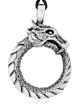 Llords Schmuck Ouroboros Unendlichkeit Drache Anhänger Halskette + Versilberter Verschluss, feinster Zinn Metall...