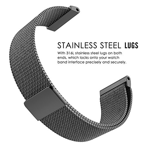 MoKo Garmin Vivoactive HR Correa - Reemplazo SmartWatch Band de Reloj de Acero Inoxidable Milanese Bucle Magn  tico Hebilla de Cierre Pulsera para Garmin Vivoactive HR Sports GPS SmartWatch  Negro