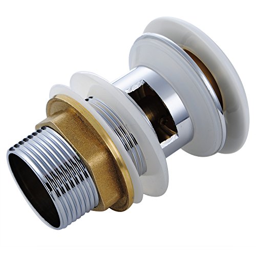 Runde Weiß Ablaufgarnitur POP UP Ventil Waschbecken Stöpsel für Waschbecken mit Überlauf, aus Hochwertige Keramik und Messing - 2