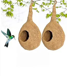 Pelo Birds Nest Chidiya Ka Ghonsla Sparrow House Hanging Set of 2 for Indoor Outdoor (Brown) Pack of 1