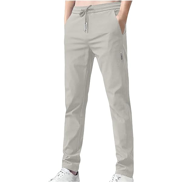 Pantalon Habillé Homme Extensible - Coupe Ajustée - Taille élastique Avec Cordon - Poches - Formel Et Décontracté