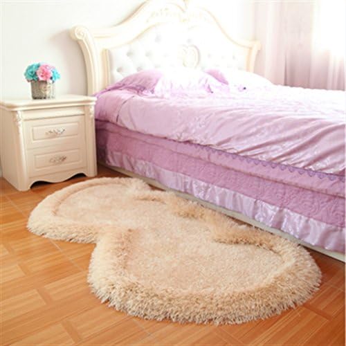 Cqq carpet European style children bedroom bedroom carpet Heart-shaped household carpet can Bedroom bedside carpet 80*160cm ( Color : Light Camel )