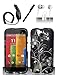 Produktbild 4 Items Combo For Samsung Stratosphere 2 i415 (Verizon) Black White Flowers Design Hard Case Snap On Protector Cover + Car Charger + Free Mini Stylus Pen + Free 3.5mm Stereo Earphone Headsets