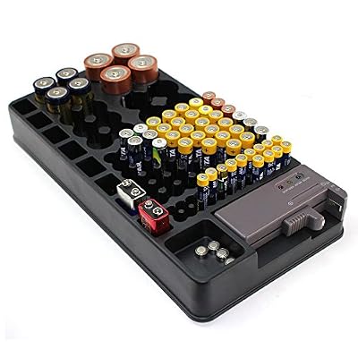 Fishtec ® Boîte de Rangement - Capacité 98 piles - Testeur Intégré