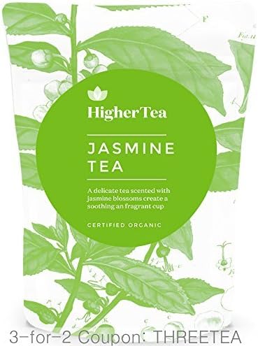 Jasmine Tea Certified Organic 100% Natural Loose Leaf Premium Tea 3 oz, By Higher Tea