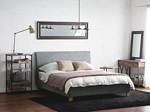 Modern Minimalist Linen Fabric EU Super King Size Bed Frame 6ft Grey Sennez