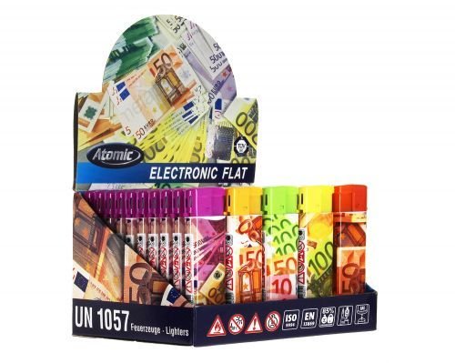Preisvergleich Produktbild 50 Einweg-Feuerzeuge Atomic Euro Tickets