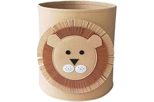 SMELEYOU Panier De Rangement Rond En Feutre Grand Organisateur De Linge Avec TêTe De Lion De Dessin Animé BoîTe à Jouets Pour Enfants Pour Placard à Domicile Blanchisserie VêTements De Dessin Animé Sac Jouets
