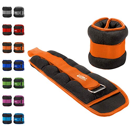 Umi. Essentials - Pesas lastradas para tobillos y muñecas con tira ajustable, 2,7 kg (naranja)