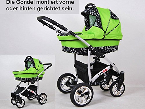 Kinderwagen Largo, 3 in 1- Set Wanne Buggy Babyschale Autositz Schwarz + coffe - 9