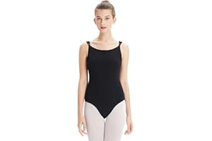 boruizhen Damen Ballet Trikot Turnanzug Ärmellos Gymnastikanzug mit Doppelträgern Ballettanzug Rückenfrei Tanztrikot mit BH-Pads