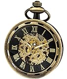 SEWOR Single Face Unisex-Taschenuhr mit mechanischem Handaufzug SEW264 (Gold Schwarz)