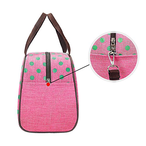 Vakoo Lunch Bag Lunchbox Tasche Cool Kühltasche Picknicktasche Isoliert Thermotasche für Camping, Picknick (Rosa) - 4