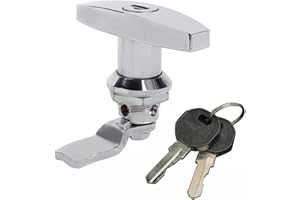 Sileduove Poignée en T avec serrure, serrure à poignée en T, boîte à outils, armoires de commande, armoires, changement, serrure de porte de commode (argent)