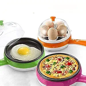 RYLAN Multifunctional 2 in 1 Electric Egg Boiling Steamer Egg Frying Pan Egg Boiler Electric Automatic Off with Egg Boiler Machine Non-Stick Electric Egg Frying Pan