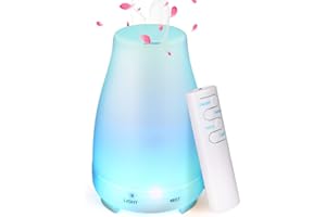 GeeRic Difusores de aceites Esenciales Difusor de aromaterapia 150ml Humidificador ultrasónico de Aroma con Niebla fría Apagado automático sin Agua 7 Colores Luces LED Blanco