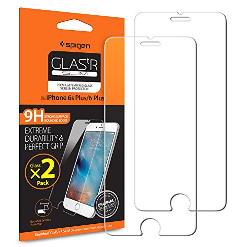 Spigen ® **2 Pack** Protection écran iPhone 6s Plus / 6 Plus , Verre Trempé iPhone 6s Plus / 6 Plus, [Extreme Résistant aux rayures] **Ultra Clair** Film Protection iPhone 6s Plus / 6 Plus, Protection Vitre iPhone 6s Plus / 6 Plus (SGP11785)