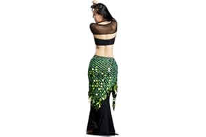 Xinvivion Bufanda de Cadera Triangular con Lentejuelas para Danza del Vientre, Disfraz de Bailarina de Carnaval Falda Envoltura Cinturón de Cintura con Lentejuelas