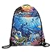 Produktbild LoveBiuBiu Holy Cow Printed Cartoon Drawstring Backpack Women Lightweight Bag Tote Gym 16.9" 14" Sea Floor Ocean 8