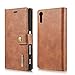 Produktbild Sony Xperia XZ / XZs Hülle, Sony Xperia XZ / XZs Handyhülle,MKOAWA Echtes Rindsleder Folio Flip Wallet Case, Magnetische Abnehmbare 2 in 1 Abnehmbare Retro 3 Kartensteckplätze für Sony Xperia XZ / XZs (Braun)