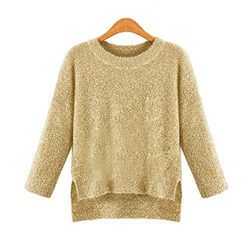 YQ20 2015 Autumn And Winter Fashion Sparkle Sweaters (M, GOLD)