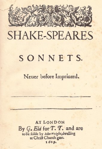 Shake Speares Sonnets A Louers Complaint Quarto Text Jacobean