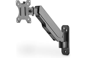 DIGITUS uchwyt ścienny do monitora ze sprężyną gazową - do ekranów 17-32" - maks. obciążenie 8 kg - Vesa 75x75 i 100x100 - obrotowy, uchylny, obrotowy i z regulacją wysokości - czarny