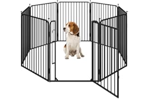 Yaheetech Parc pour Chiens Enclos pour Chiot en 8 Panneaux Cage Chenils Chien de 80 cm de Haut avec Serrure intégrée Fils métalliques renforcés de 8 mm