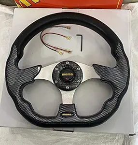 AUTO MT - MOMO Carbon DEEP Style 12INCH Universal Steering Wheel for Sports Car Look Rally Race Off Road with HUB Free