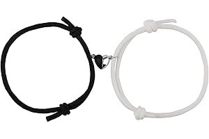 KINBOM 2 Piezas Pulseras Magnéticas para Parejas, Atracción Mutua del Corazón del Amor Pulseras a Juego para Parejas Cuerda de Relación Trenzada Pulseras Ajustables para Novia Novio